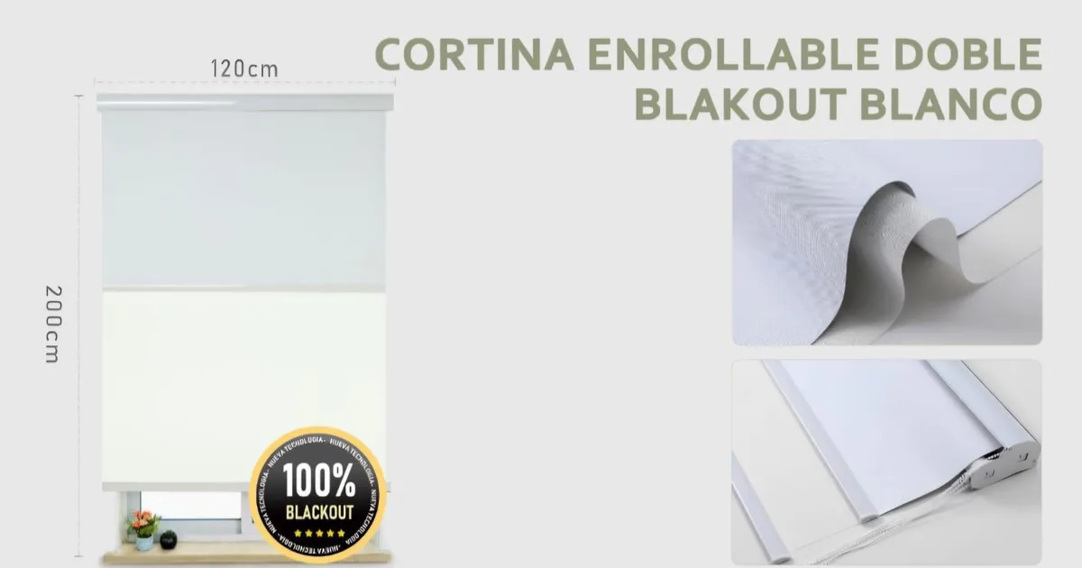 Cortina Roller Enrollable Duo Liso Black Out 120x200cm - Imagen 6