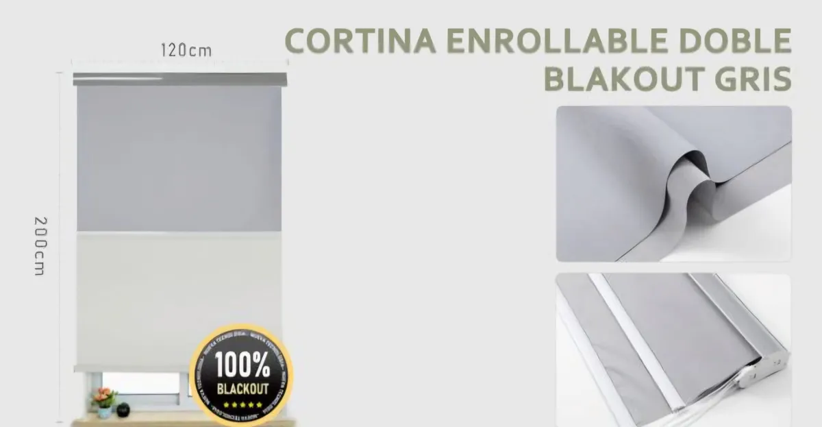 Cortina Roller Enrollable Duo Liso Black Out 120x200cm - Imagen 4