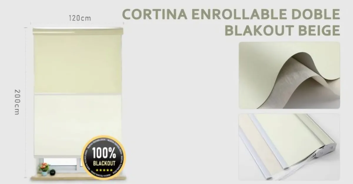 Cortina Roller Enrollable Duo Liso Black Out 120x200cm - Imagen 11