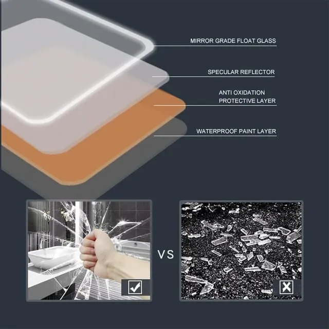 Espejo De Pared Rectangular Con Luz Led Blanco Frío 80x60 - Imagen 5