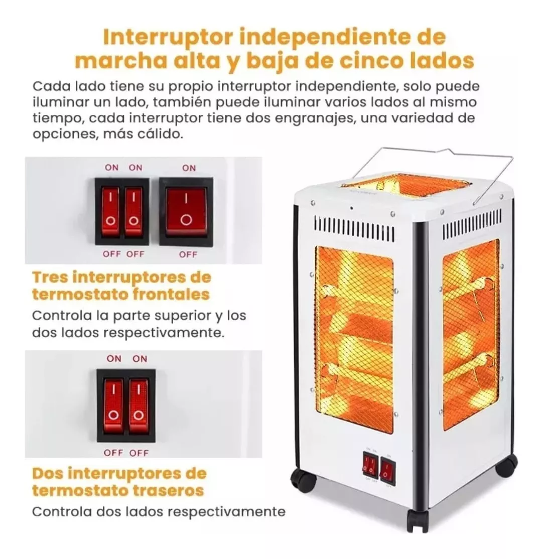 Estufa Calefactor Halógeno 360° A 2000w - Imagen 3