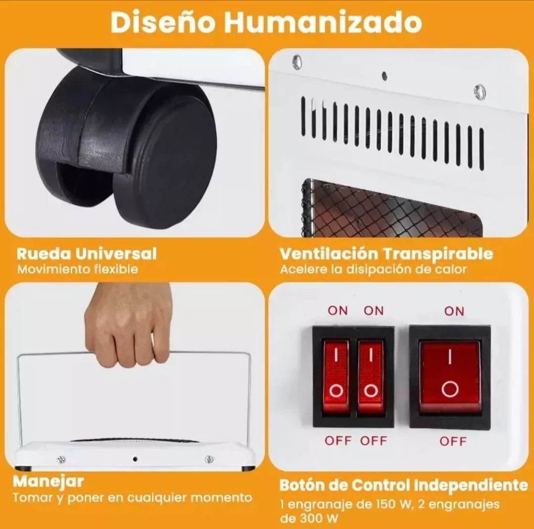 Estufa Calefactor Halógeno 360° A 2000w - Imagen 4