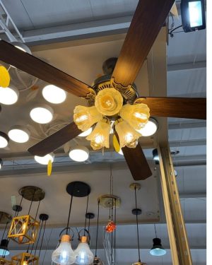Ventilador Techo Decorativo Con Luz Estilo Retro Dorado