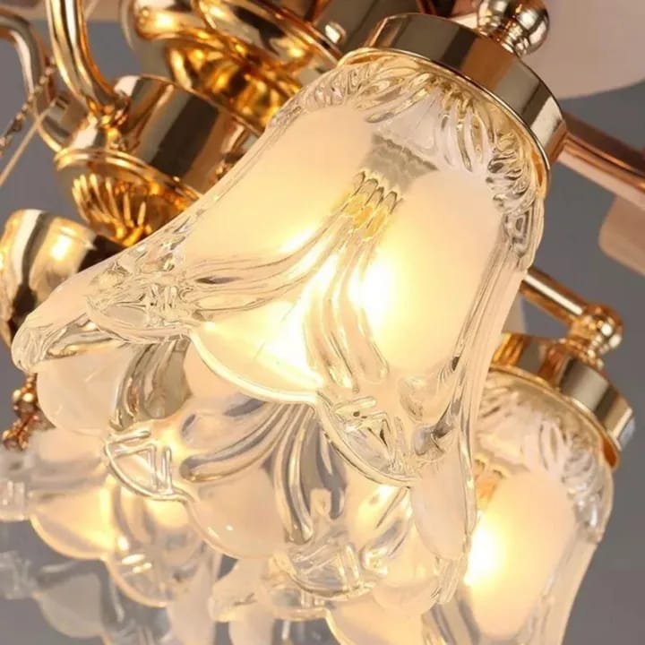Ventilador Techo Decorativo Con Luz Estilo Retro Dorado - Imagen 2