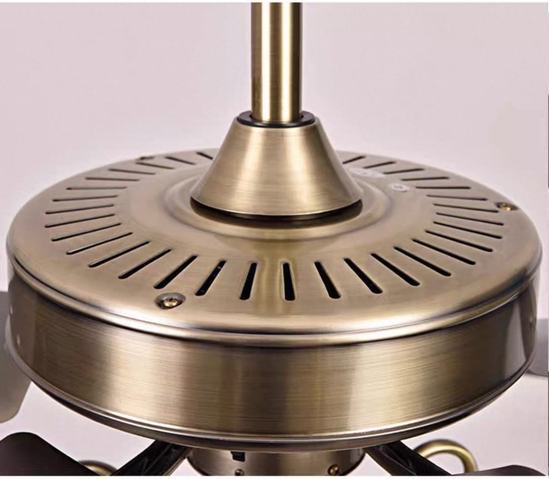 Ventilador Techo Decorativo Con Luz Estilo Retro Dorado - Imagen 6