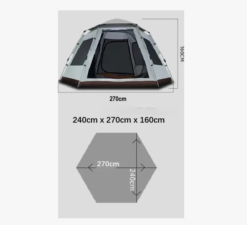 Carpa Tienda Camping 6 Personas 240x270x160cm Impermeable - Imagen 8