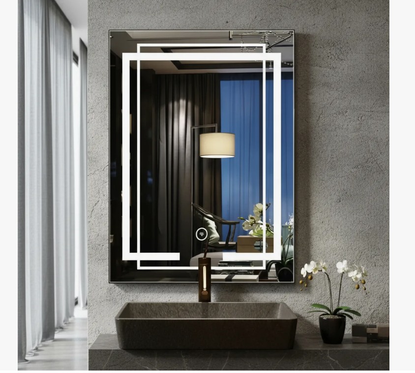 Espejo De Pared Rectangular Tres Tipos De Luces Led 50x70