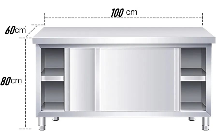 Mesón Metálico 100x60x80cm Acero Inox. Puertas Corredizas - Imagen 5