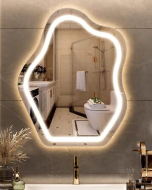 Espejo De Pared Irregular Con Luz Led Blanco Frío 80x60