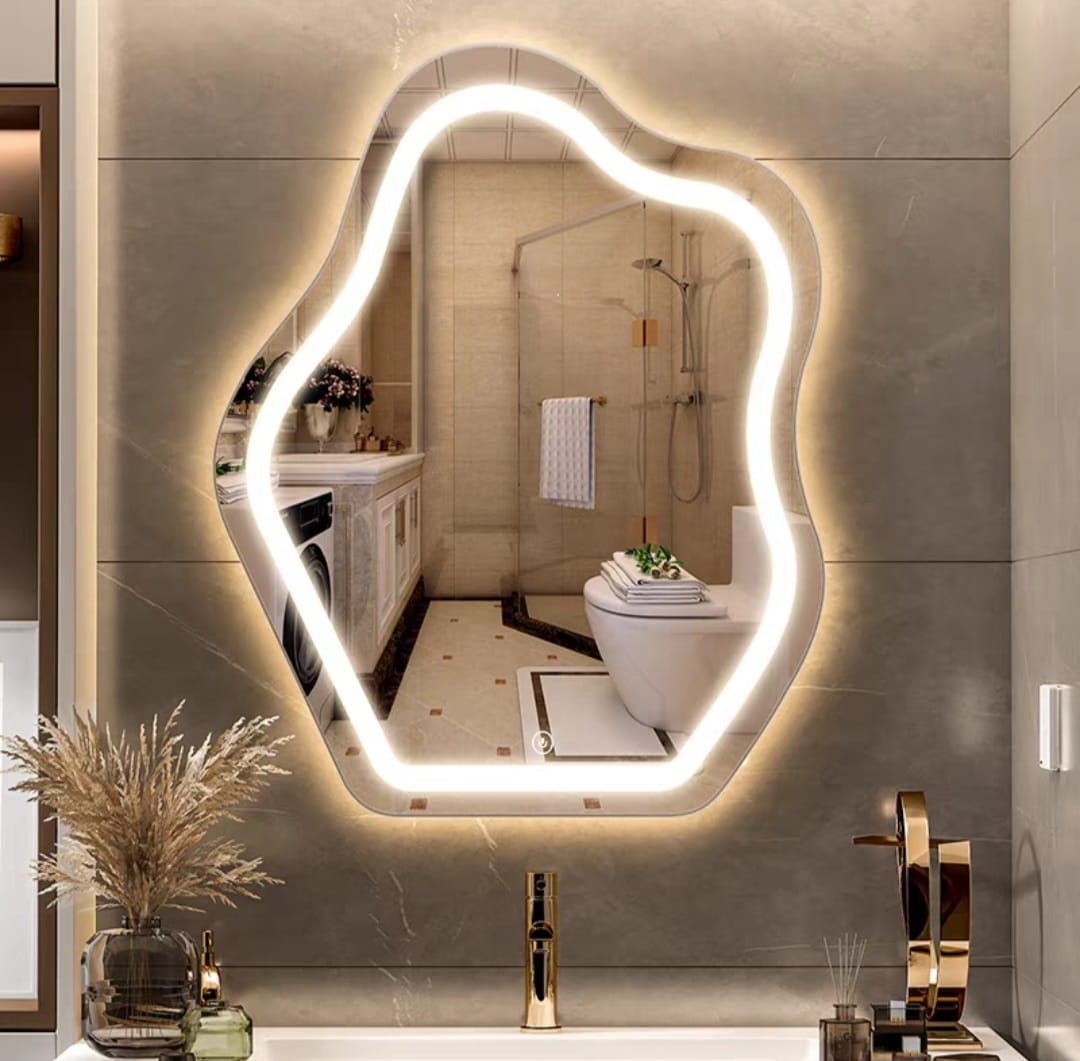 Espejo De Pared Irregular Con Luz Led Blanco Frío 80x60