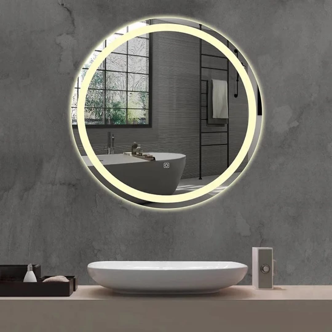 Espejo De Pared Redondo Luz Led Tres Colores 80cm Diametro - Imagen 2