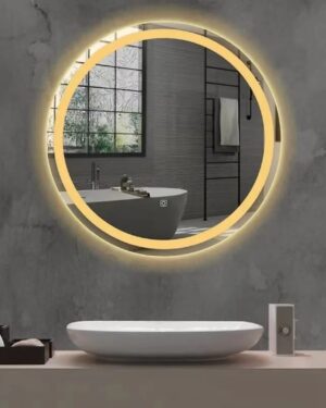 Espejo De Pared Redondo Luz Led Tres Colores 80cm Diametro