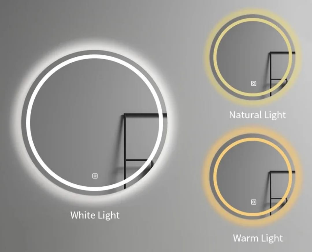 Espejo De Pared Redondo Luz Led Tres Colores 80cm Diametro - Imagen 4