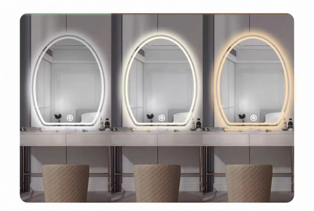 Espejo De Pared Semi-Redondo Luz Led Tres Colores 80cmx60cm - Imagen 4