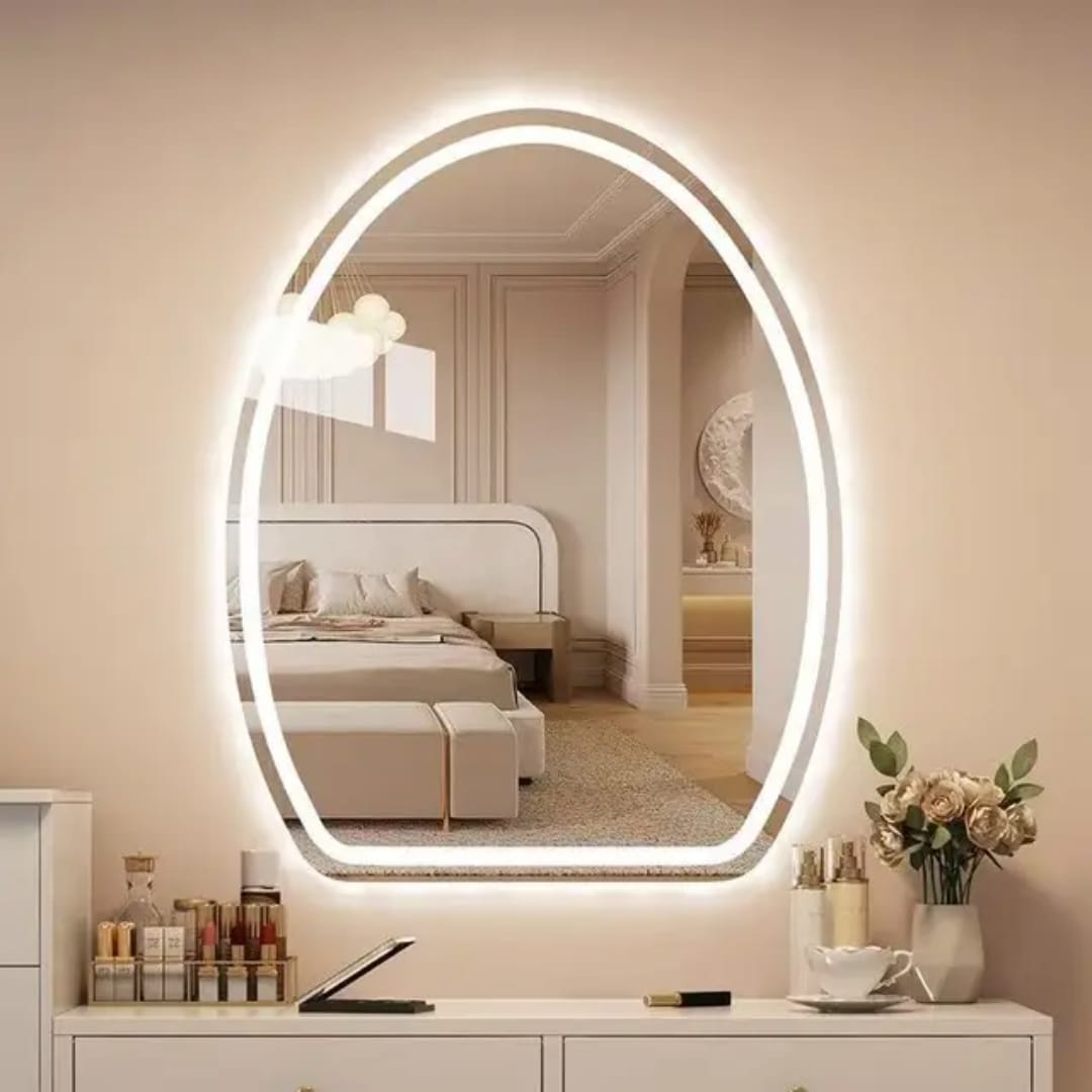 Espejo De Pared Semi-Redondo Luz Led Tres Colores 80cmx60cm - Imagen 3