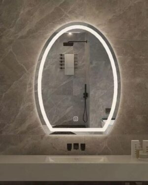 Espejo De Pared Semi-Redondo Luz Led Tres Colores 80cmx60cm