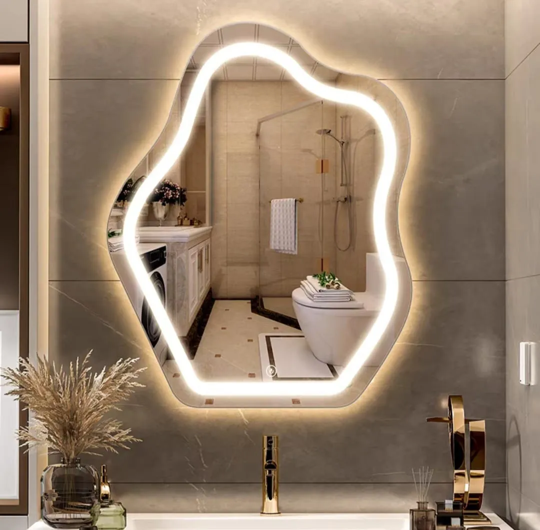 Espejo De Pared Irregular Con Luz Led Blanco Frío 80x60 - Imagen 4