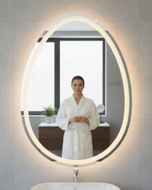 Espejo De Pared Redondo Con Luz Led Tres Colores 80x60