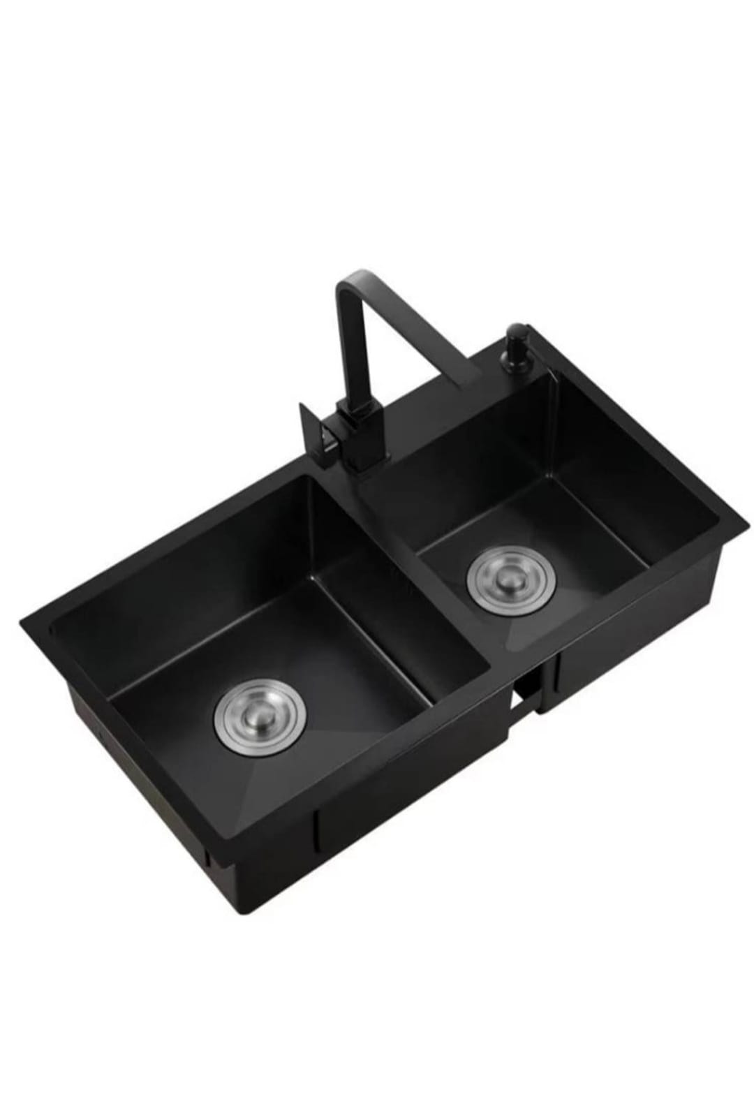 Fregadero Doble Acero Inox Mate Antirrayas 78x43 Empotrable Negro Mate - Imagen 6