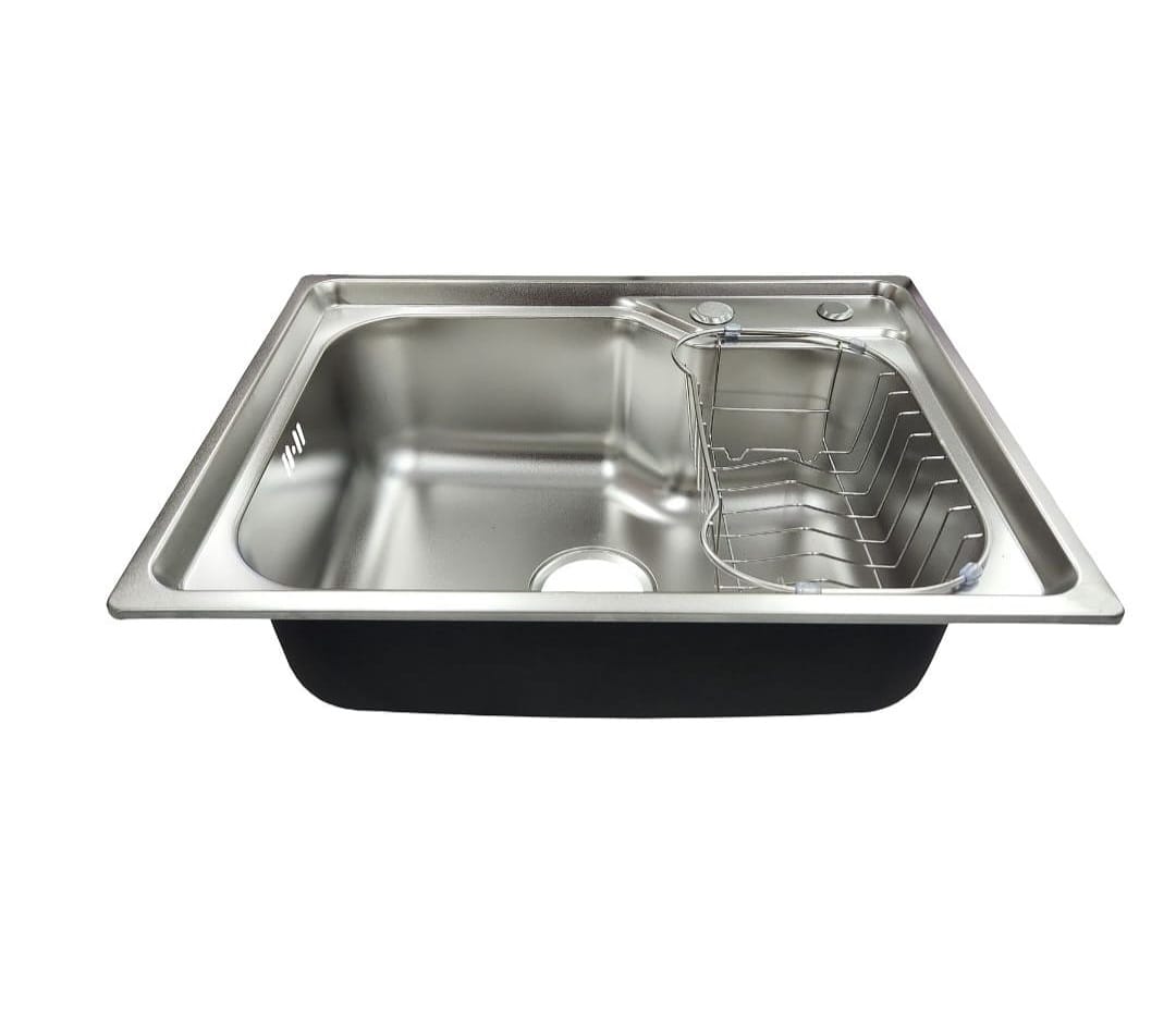 Lavaplatos Acero Inoxidable 61x43 Cm Con Rejilla Lateral Plateado Mas desague - Imagen 7