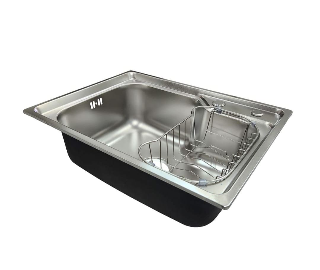 Lavaplatos Acero Inoxidable 61x43 Cm Con Rejilla Lateral Plateado Mas desague