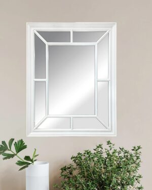 Espejo Decorativo Moderno Con Marco Blanco 76.5x61 Cm