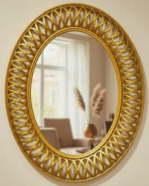 Espejo Decorativo Moderno Con Marco Dorado 76x36cm