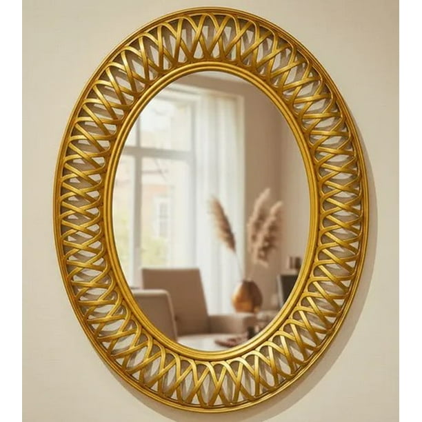 Espejo Decorativo Moderno Con Marco Dorado 76x36cm