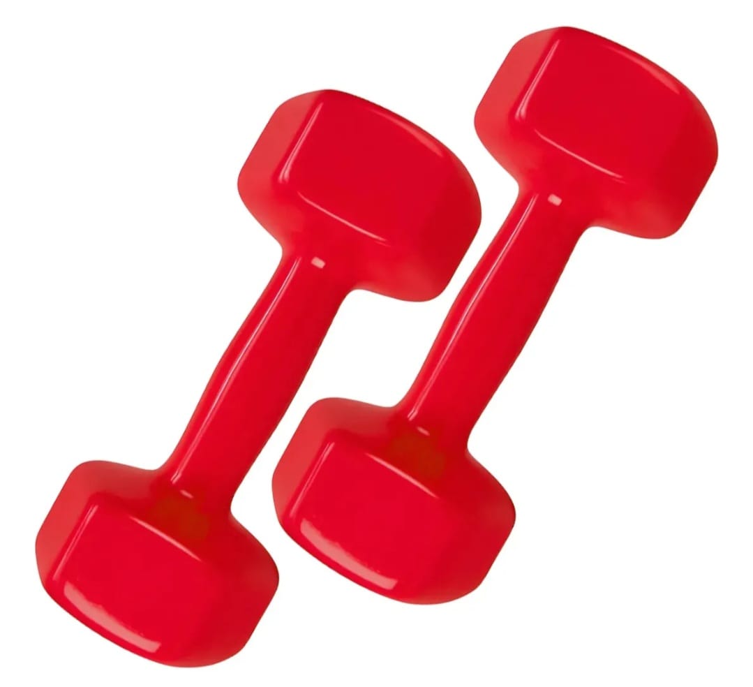 Mancuernas 1kg Pack 2 Hierro Recubierto Vinilo Gym Hogar Azul Y Rojo - Imagen 4