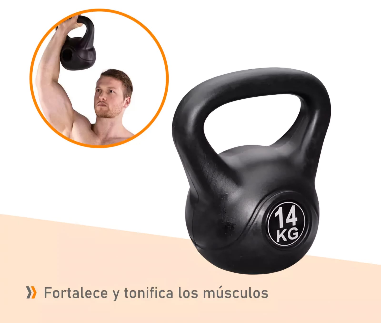 Pesa Rusa 14 Kg Con Agarre Ergonómico Entrenamiento Gym Negro - Imagen 5