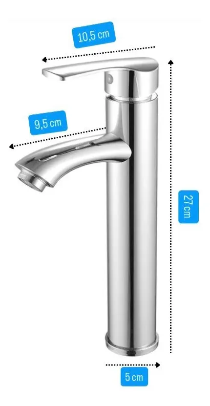Llave Grifo Monomando De Baño Acero Inoxidable27cm Lavamanos Plateado Brillante - Imagen 5