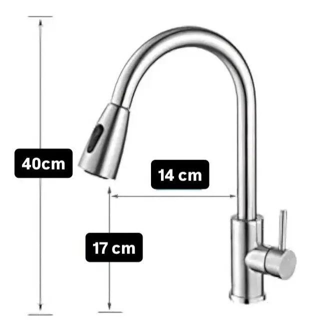 Llave Grifo Lavaplatos Cocina Monomando Extensible40cm Acero - Imagen 7