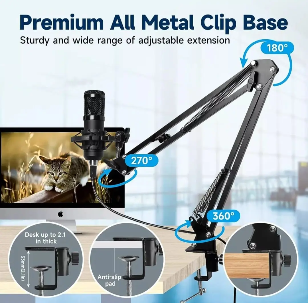 Kit Soporte 360° Para Micrófono De Grabación De Audio Profesional - Imagen 4