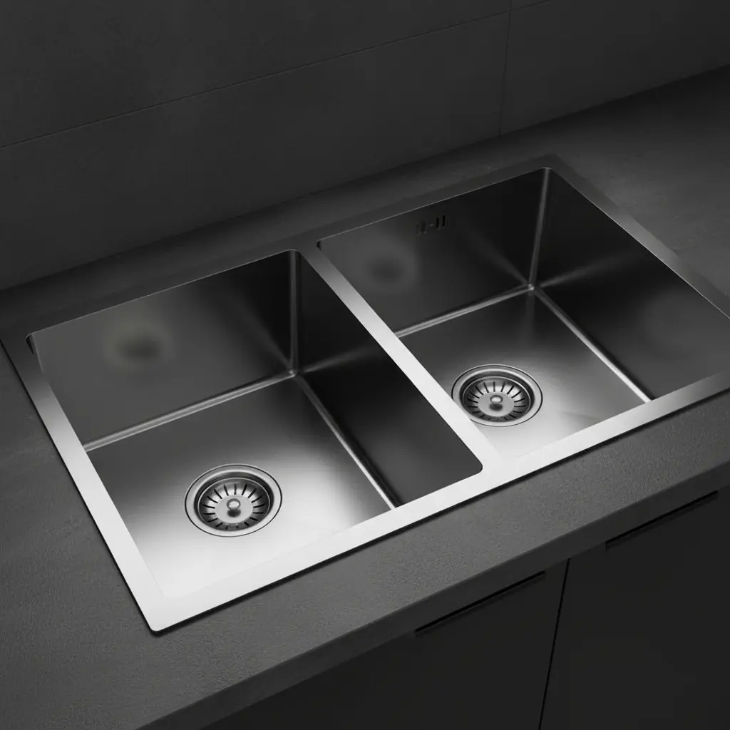 Lavaplatos Cocina 2 Tinas 78x43 Acero Inox Durable Plateado - Imagen 4