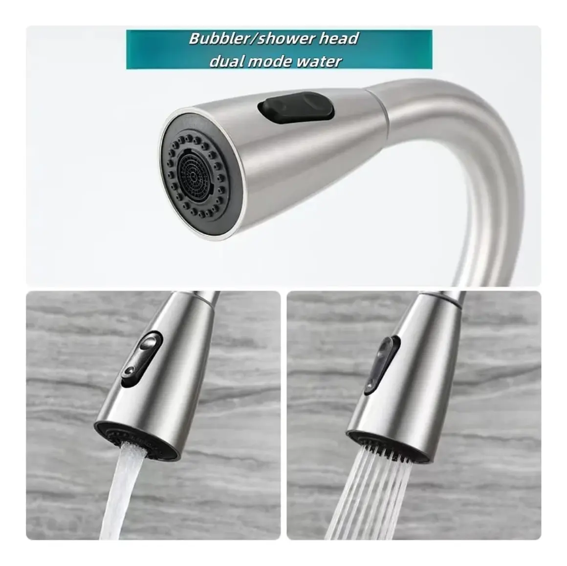 Llave Grifo Lavaplatos Cocina Monomando Extensible40cm Acero - Imagen 4