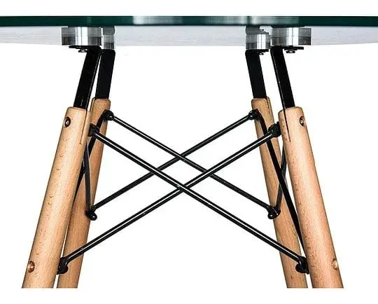 Mesa Redonda Vidrio Templado 70x70x74 Patas Madera - Imagen 6
