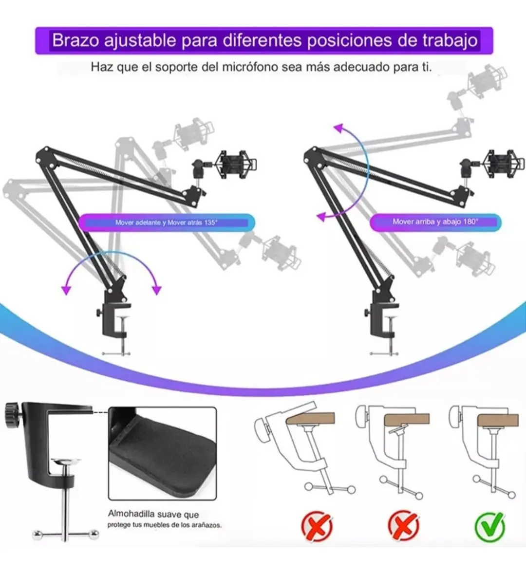 Kit Soporte 360° Para Micrófono De Grabación De Audio Profesional - Imagen 8
