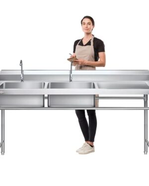 Lavafondo Doble Con Escurridor En Acero Inoxidable 150x60x90