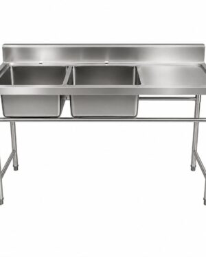 Lavafondo Industrial Acero Inoxidable 2 Cubas 175x60x90cm