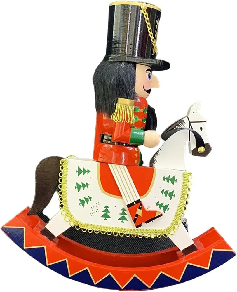 Cascanueces Navideño Decorativo Sobre Caballo Mecedora 30cm - Imagen 6